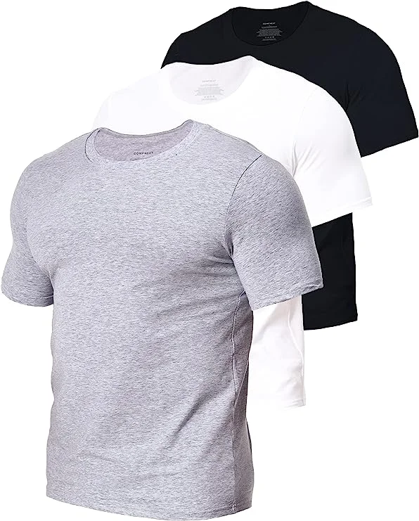 Deep Discounts Comfneat Men's 3-Pack Stretchy Undershirts Crew Neck Long Back Hem T-Shirts