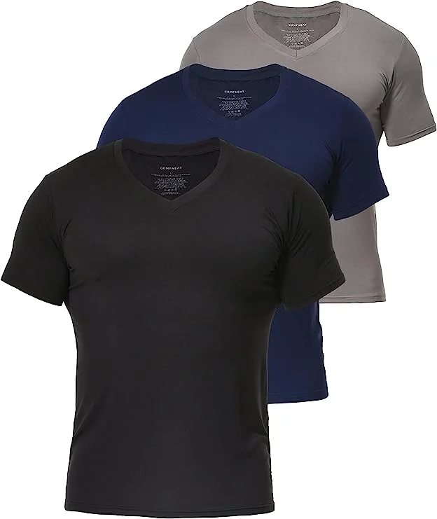 Online Only Comfneat Men's Undershirts Bamboo Viscose V-Neck Cool Feeling T-Shirt 3-Pack Knit Tops Online Only Comfneat Men's Undershirts Bamboo Viscose V-Neck Cool Feeling T-Shirt 3-Pack Knit Tops