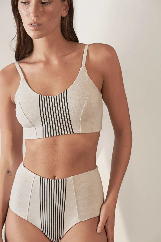 Shop and Save Contoured High Waisted Brief Organic Cotton Rib / Bone with Black Stripe