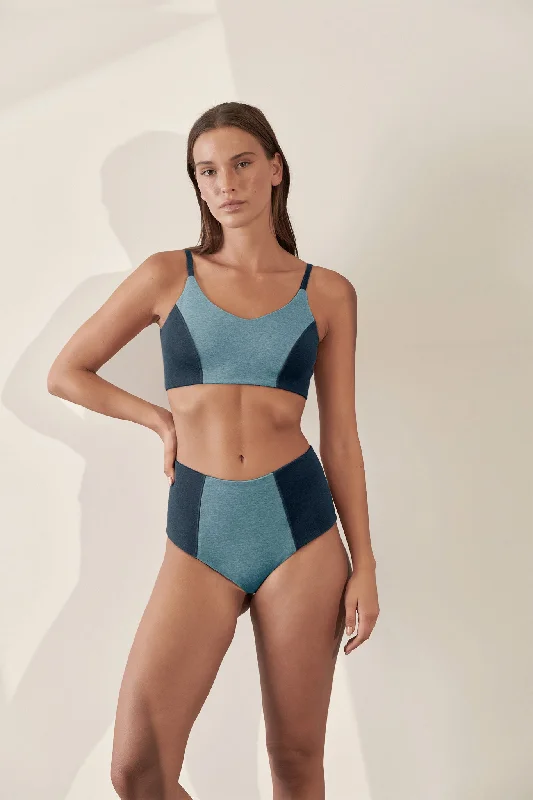Buy Today Contoured High Waisted Brief Organic Cotton Rib / Lake & Indigo