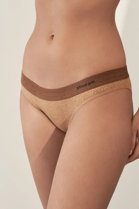 Value Deals Cheeky in Organic Cotton Rib - Camel & Brown