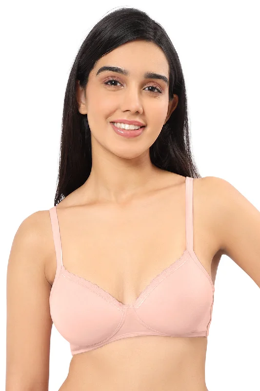 Unbeatable Prices Cotton Casual Lightly Padded Non-Wired Full Coverage T-Shirt Bra - Impatiens Pink