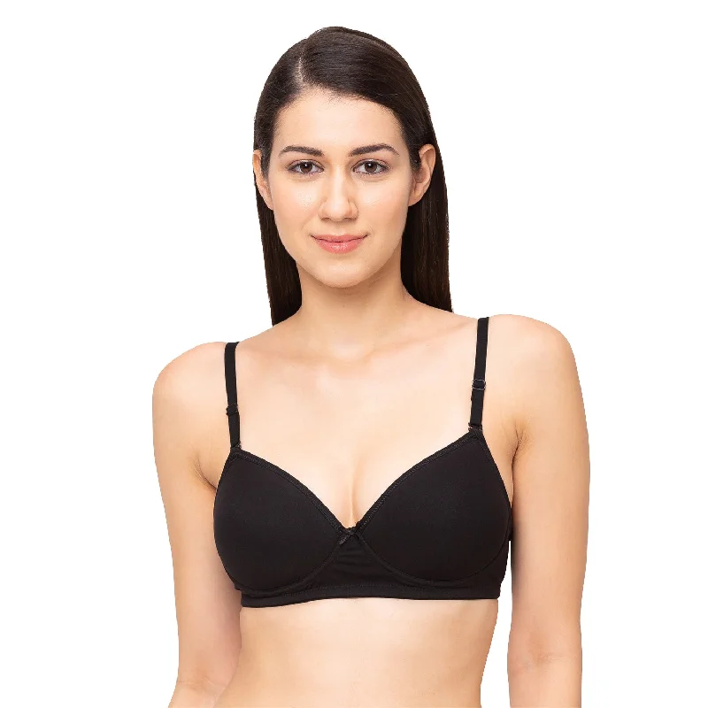Special Promotion Slick - Cotton Mold Padded T-shirt Bra Black