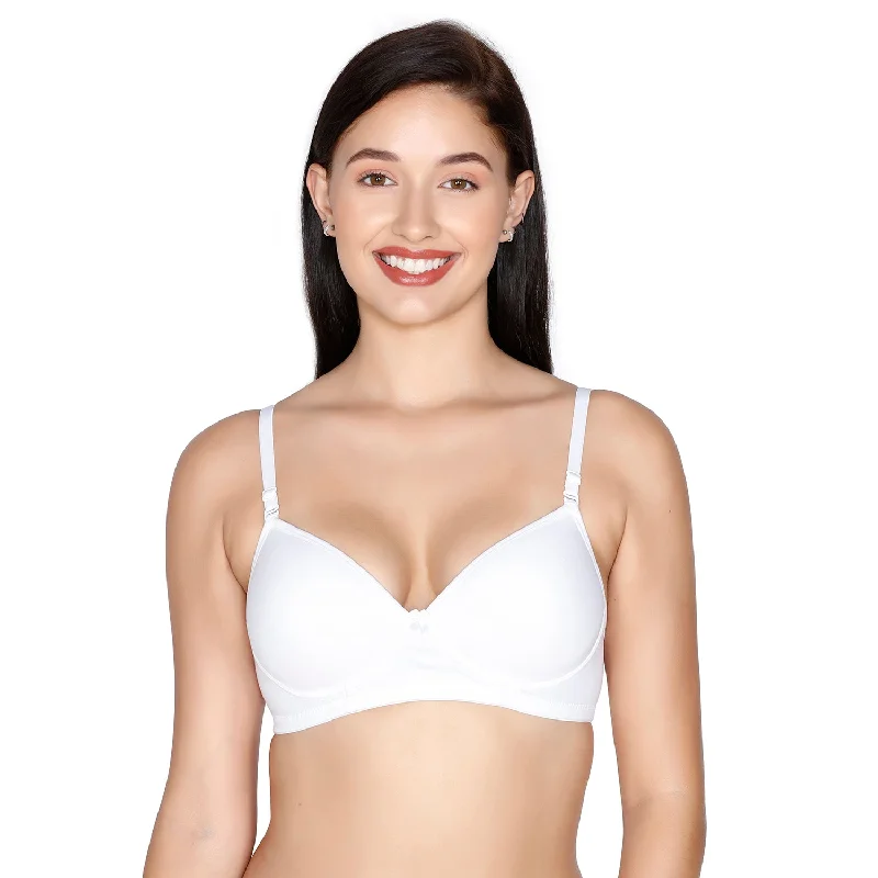 Inventory Reduction Slick - Cotton Mold Padded T-shirt Bra White