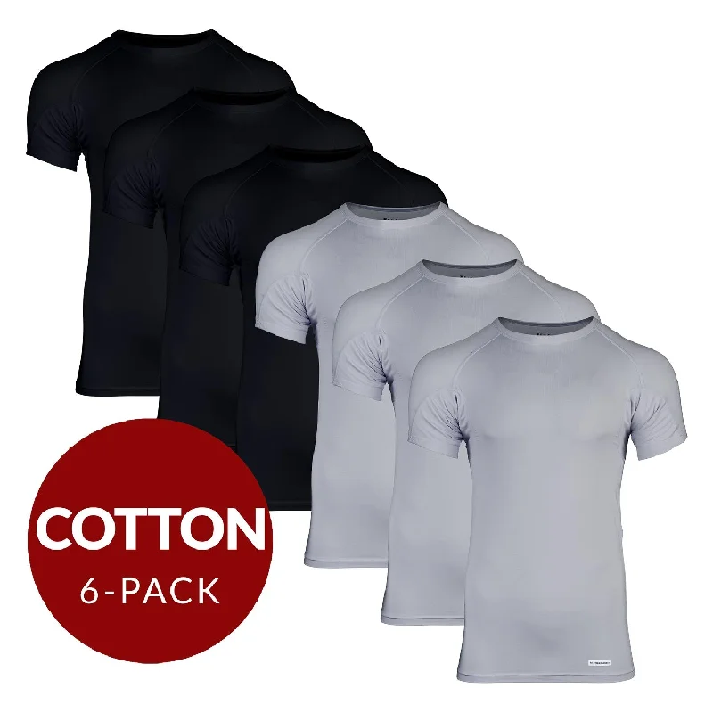 Super Bargain Crew Neck Cotton Sweat Proof Undershirt For Men - Mix 6-Pack (3x Black, Grey) Super Bargain Crew Neck Cotton Sweat Proof Undershirt For Men - Mix 6-Pack (3x Black, Grey)