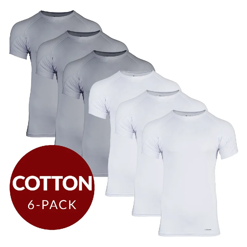 Super Deal Crew Neck Cotton Sweat Proof Undershirt For Men - Mix 6-Pack (3x White, Grey) Super Deal Crew Neck Cotton Sweat Proof Undershirt For Men - Mix 6-Pack (3x White, Grey)