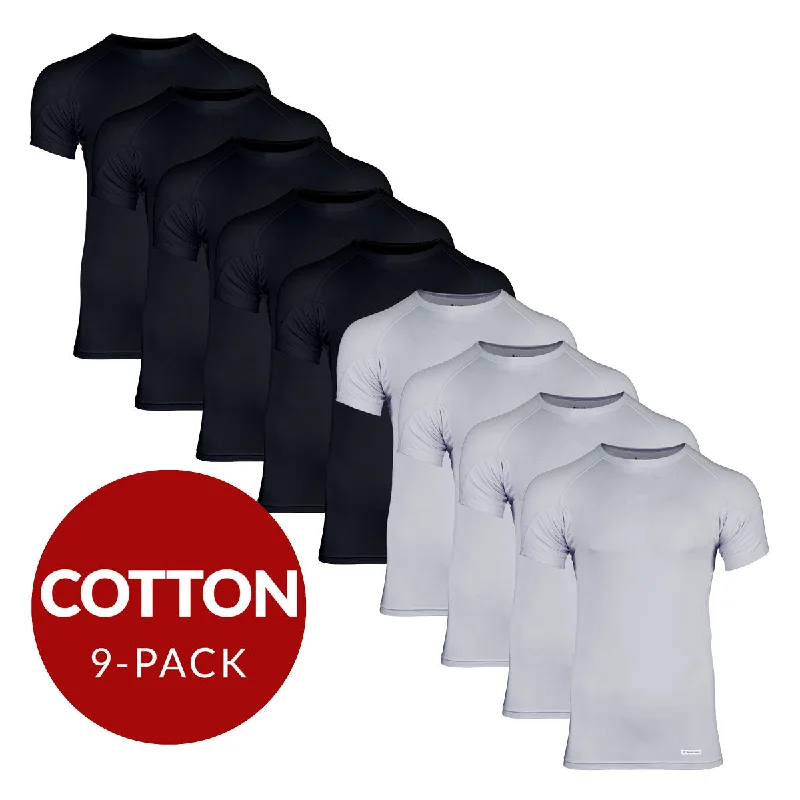 Quick Sale Crew Neck Cotton Sweat Proof Undershirt For Men - Mix 9-Pack (5x Black, 4x Grey) Quick Sale Crew Neck Cotton Sweat Proof Undershirt For Men - Mix 9-Pack (5x Black, 4x Grey)