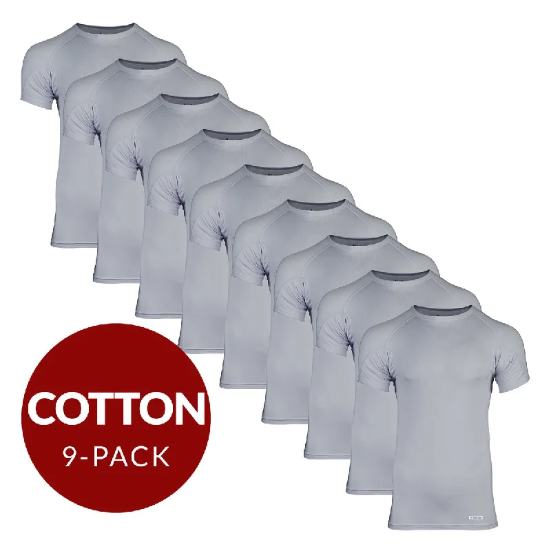 Special Discount Crew Neck Cotton Sweat Proof Undershirt For Men - Grey 9-Pack