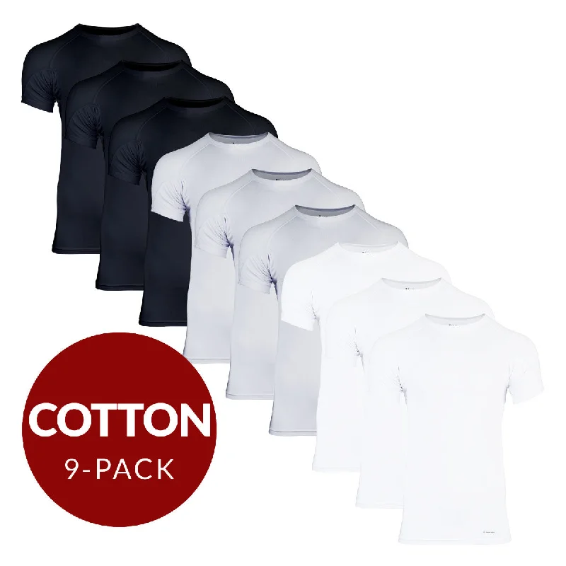 Savings Galore Crew Neck Cotton Sweat Proof Undershirt For Men - Mix 9-Pack (3x White, Black, Grey) Savings Galore Crew Neck Cotton Sweat Proof Undershirt For Men - Mix 9-Pack (3x White, Black, Grey)