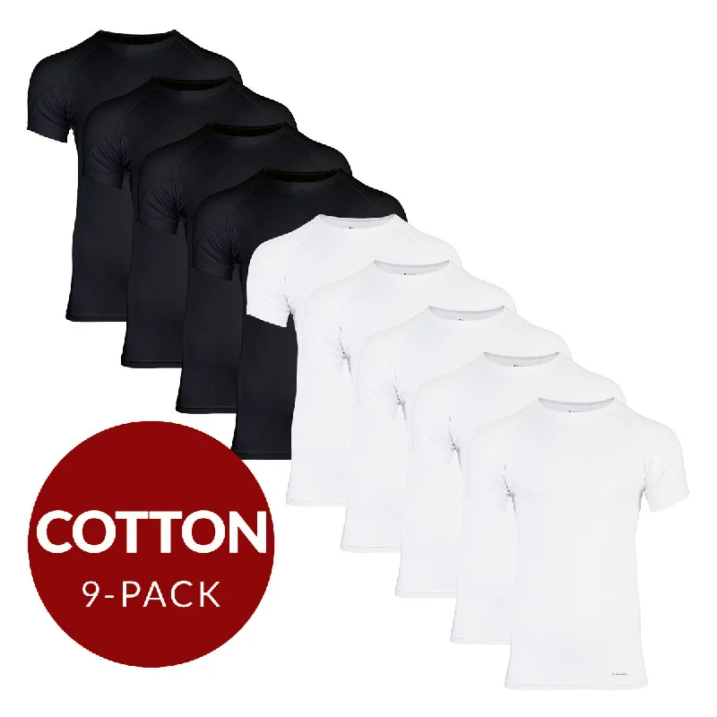 Sale Event Crew Neck Cotton Sweat Proof Undershirt For Men - Mix 9-Pack (5x White, 4x Black) Sale Event Crew Neck Cotton Sweat Proof Undershirt For Men - Mix 9-Pack (5x White, 4x Black)