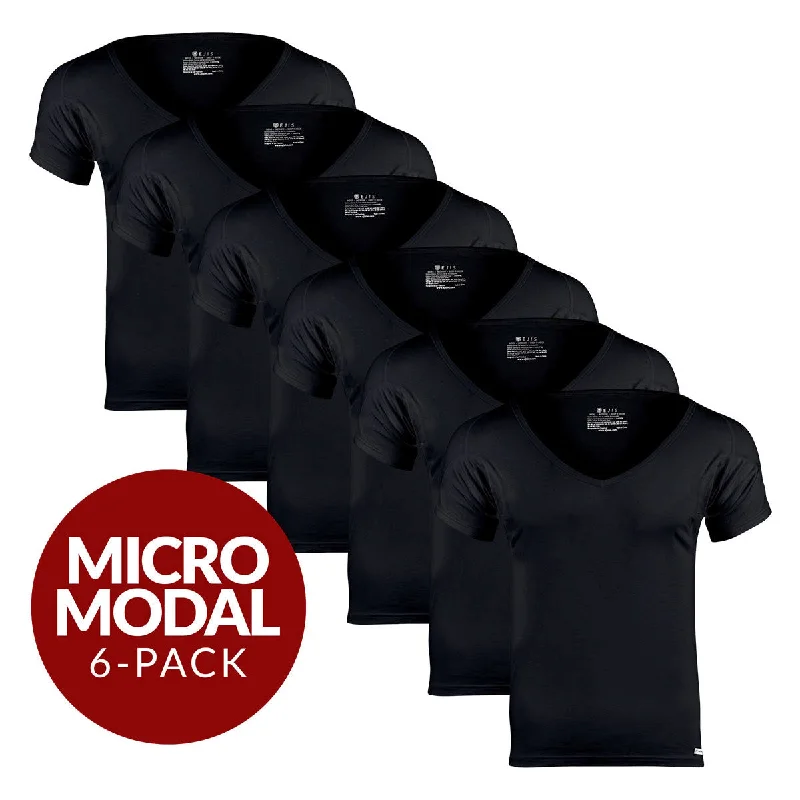 Price Blitz Deep V Micro Modal Sweat Proof Undershirt For Men - Black 6-Pack