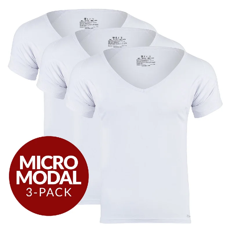 Price Meltdown Deep V Micro Modal Sweat Proof Undershirt For Men - White 3-Pack