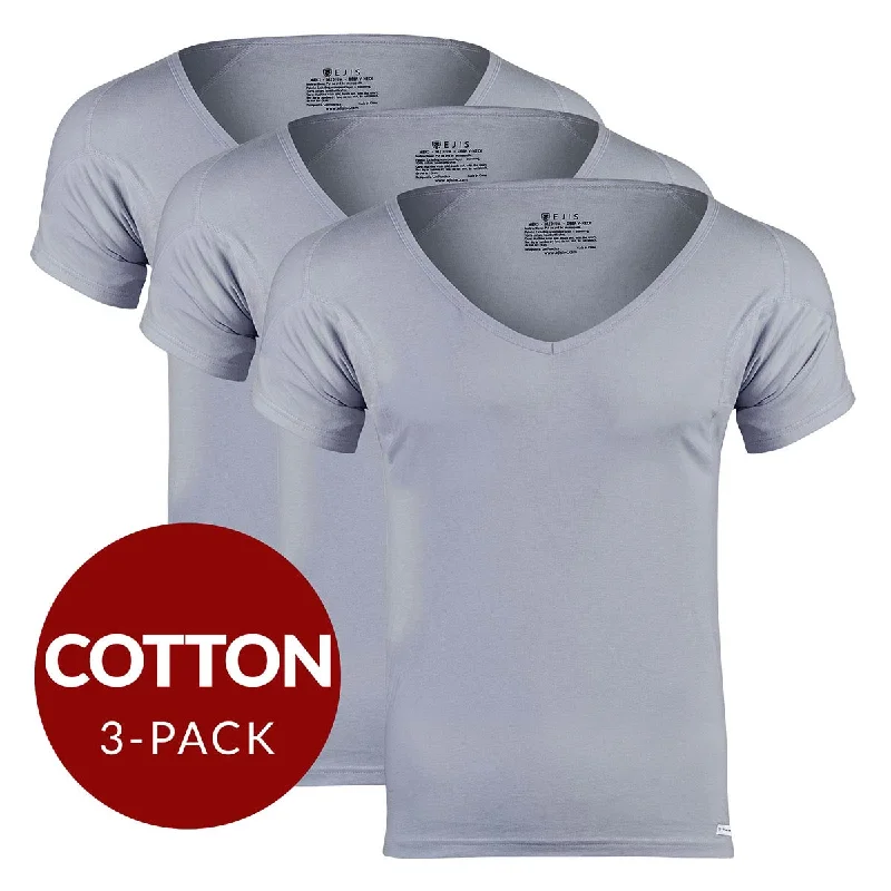 Price Cut Deep V Cotton Sweat Proof Undershirt For Men - Grey 3-Pack
