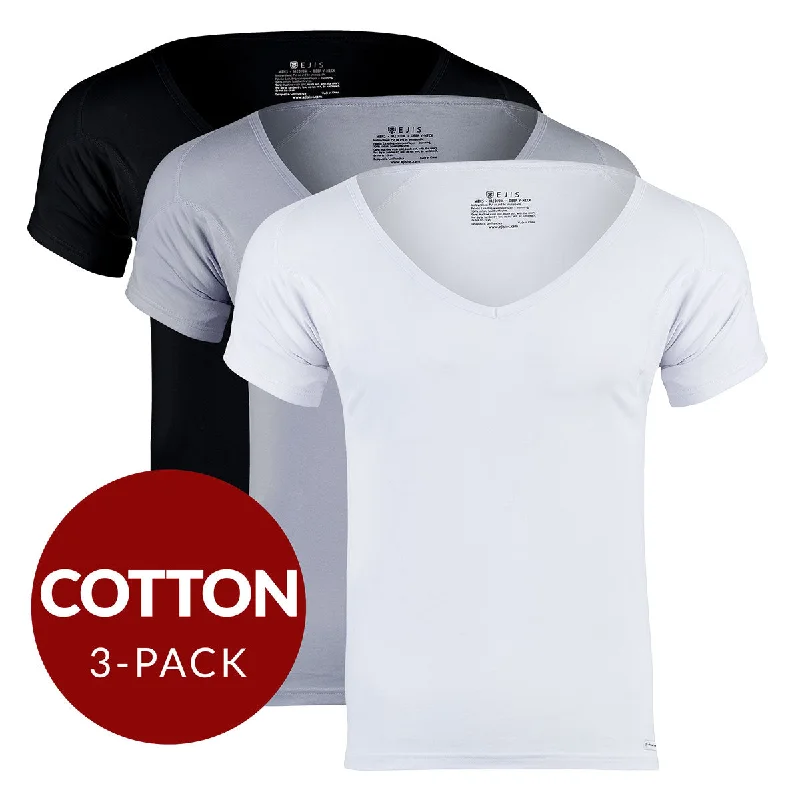 Overstock Deep V Cotton Sweat Proof Undershirt For Men - Mix 3-Pack (1x White, Black, Grey) Overstock Deep V Cotton Sweat Proof Undershirt For Men - Mix 3-Pack (1x White, Black, Grey)