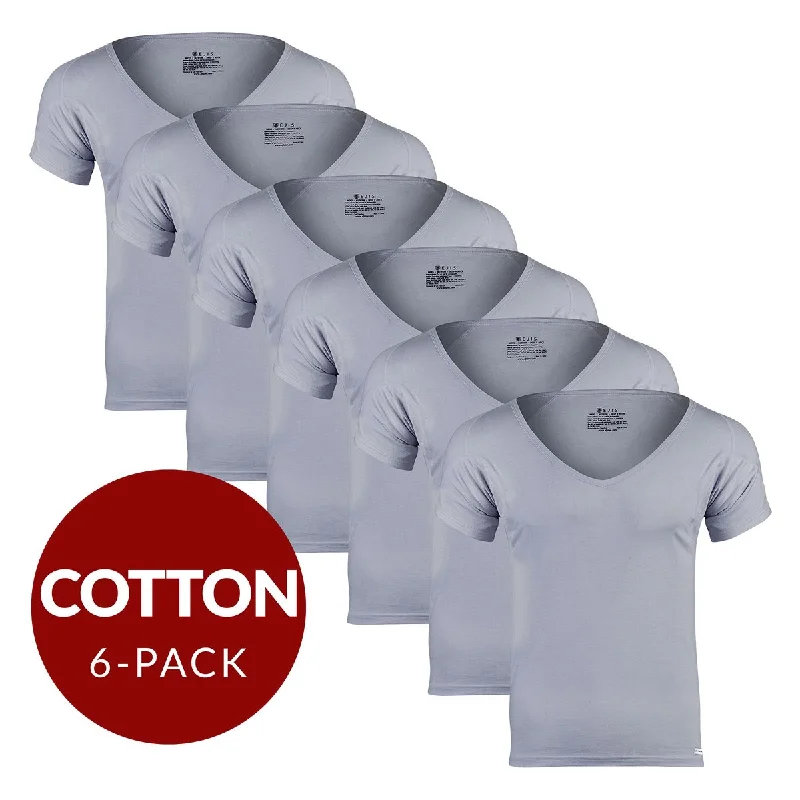 Midnight Madness Deep V Cotton Sweat Proof Undershirt For Men - Grey 6-Pack