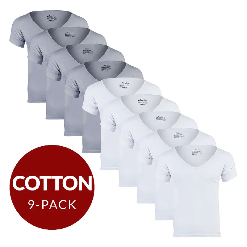 Price Break Deep V Cotton Sweat Proof Undershirt For Men - Mix 9-Pack (5x White, 4x Grey) Price Break Deep V Cotton Sweat Proof Undershirt For Men - Mix 9-Pack (5x White, 4x Grey)
