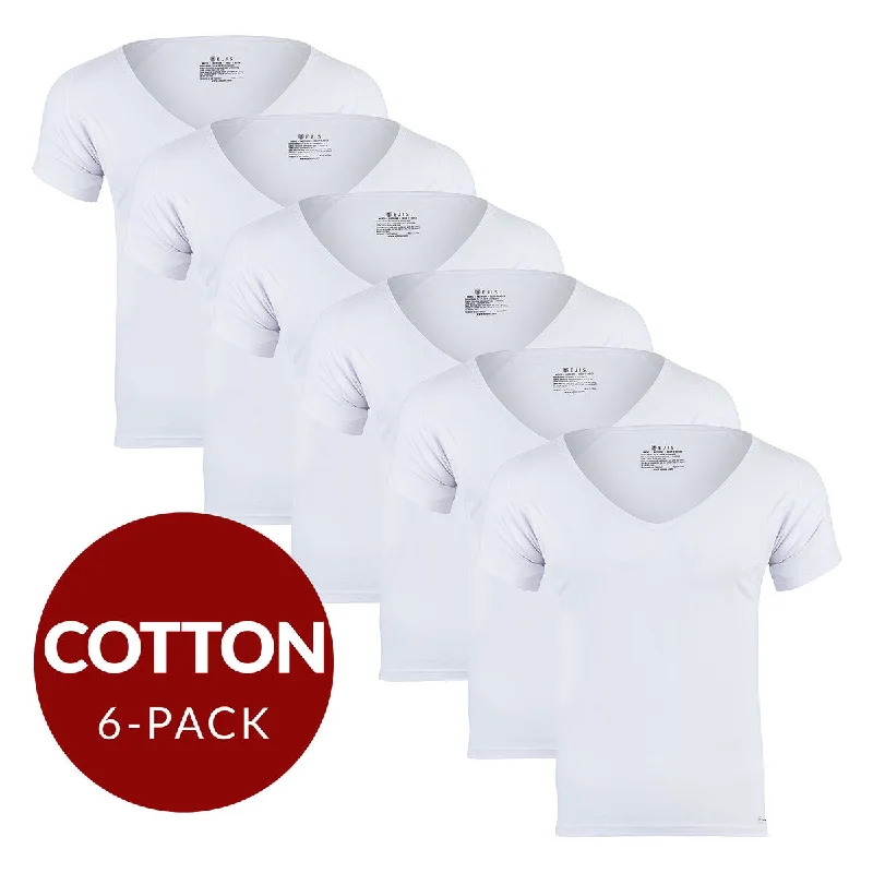 Now or Never Deep V Cotton Sweat Proof Undershirt For Men - White 6-Pack