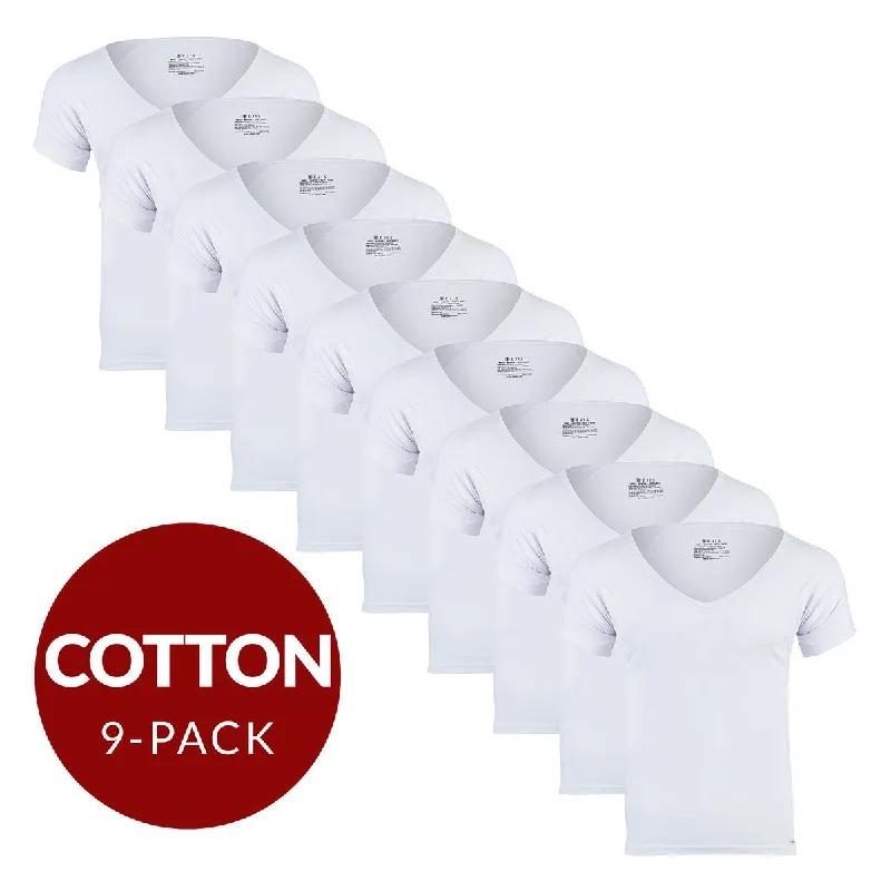 Don't Wait Deep V Cotton Sweat Proof Undershirt For Men - White 9-Pack