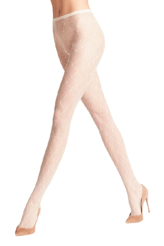 Discount Deals Diamond Net Tights - Ivory