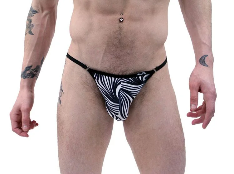 Weekend Specials to Grab Festivo Black Zebra String Brief Men's Underwear by NDS Wear - BLOWOUT SALE!