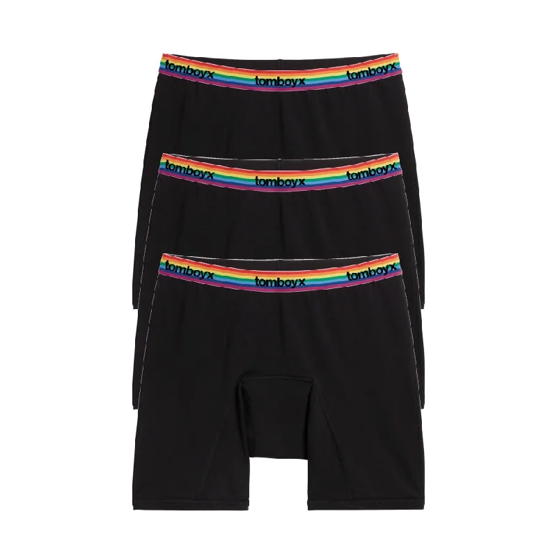 Weekend Deals to Brighten Your Day First Line Period 9" Boxer Briefs 3-Pack - Black Rainbow Logo