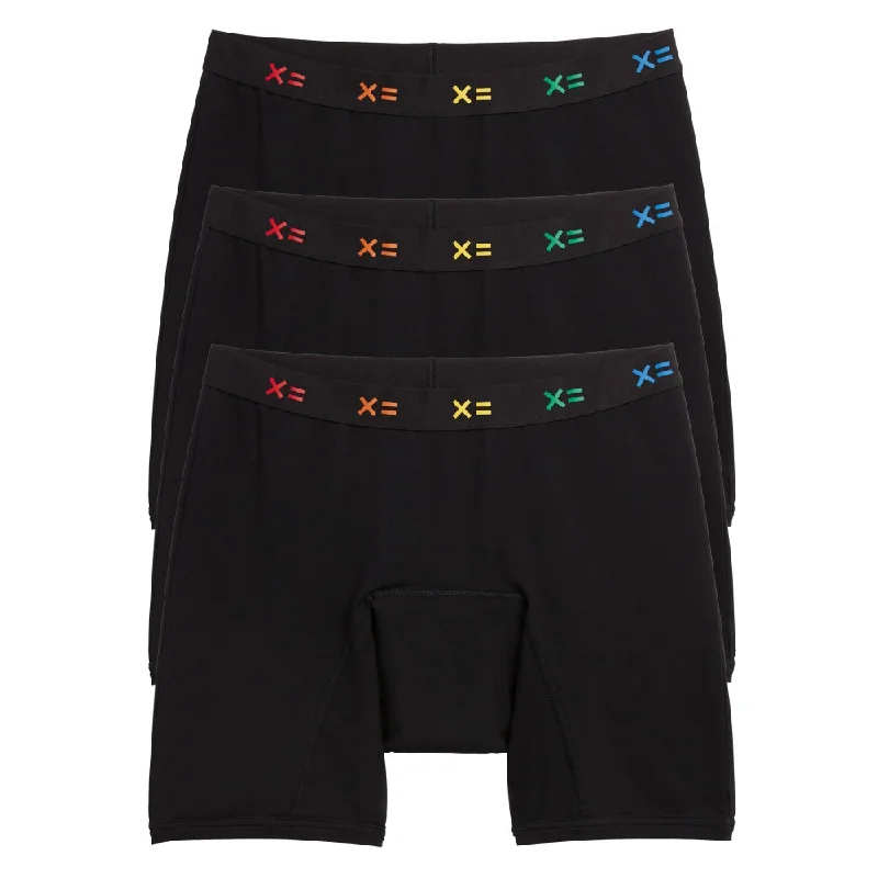Weekend Discounts to Delight First Line Period 9" Boxer Briefs 3-Pack - Black X= Rainbow