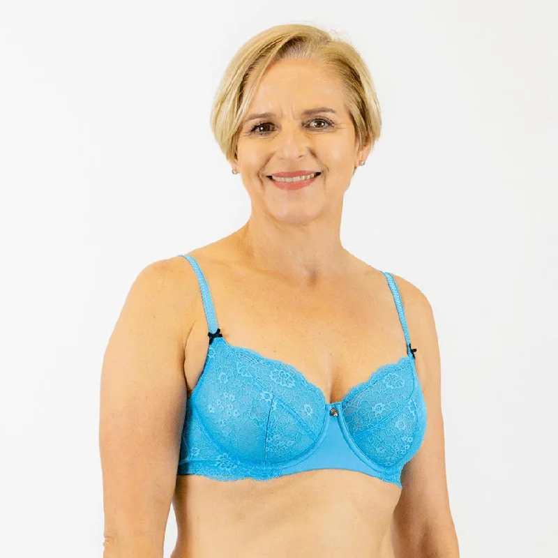 Price Cut Alyssum Lace Balconette Bra - Lagoon Blue