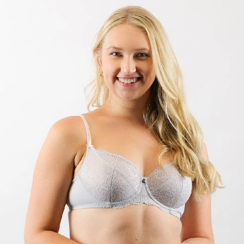 Shop and Save Peony Lace Balconette Bra - Storm Cloud