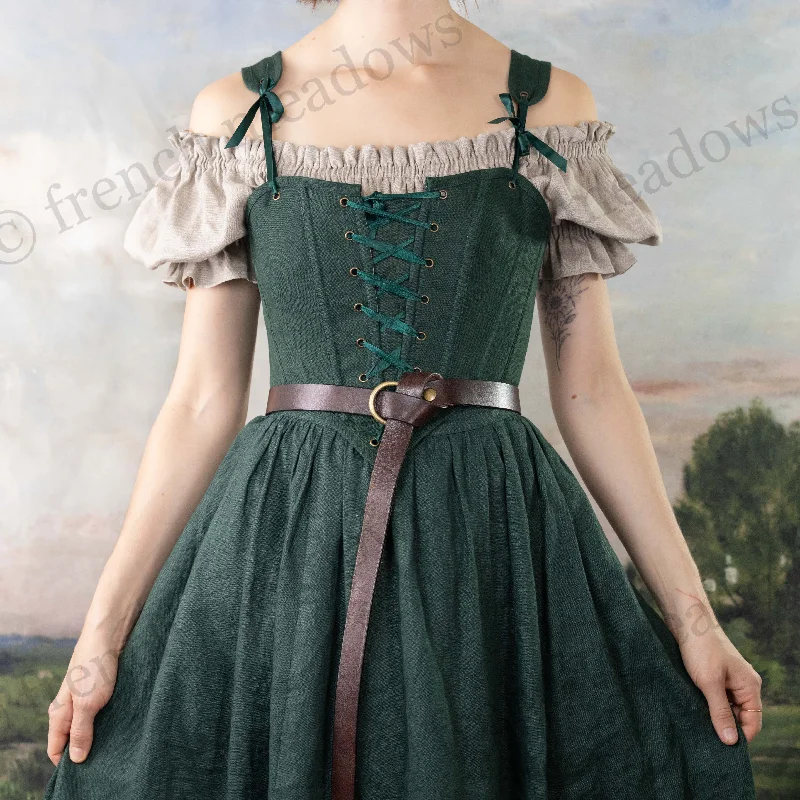 Year-End Clearance Evergreen Linen High Back Corset Bodice