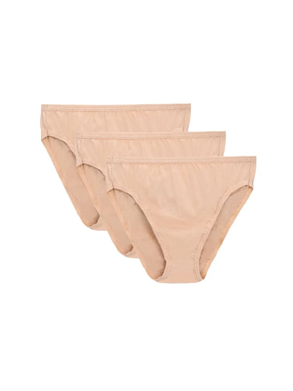 Mega Sale High-Cut Brief Cotton Plus Size Underwear 3 PCS Nude