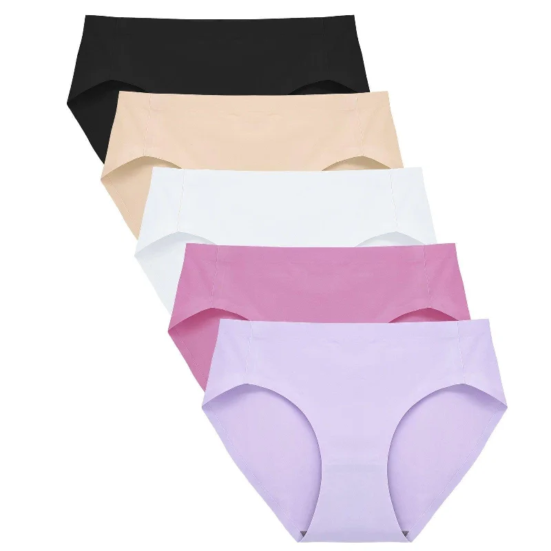 Super Sale High Cut Seamless No Show Brief Panties - Mix2 5 Pack