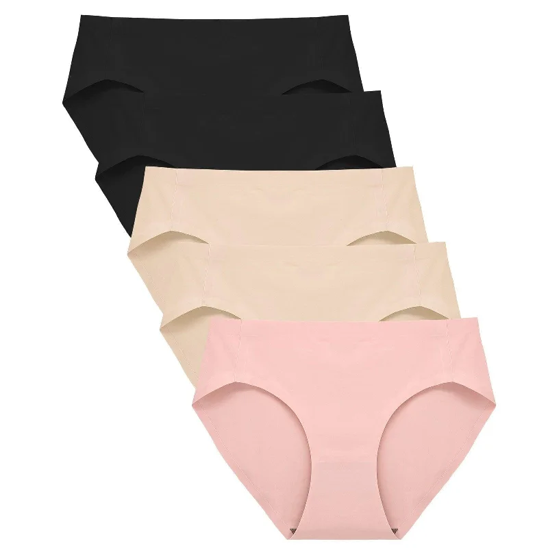 Unmissable Offer High Cut Seamless No Show Brief Panties - Mix4 5 Pack
