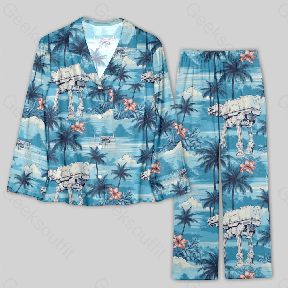 Imperial Walker Blue Hawaiian Beach Pajamas Set