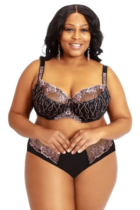 Instant Discount PINK AND BLACK SHEER UNLINED LACE BRA ZOE UNDERWIRE SOFT