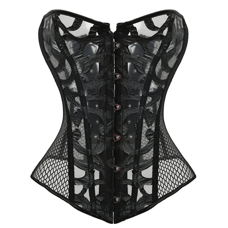 Online Specials Lace Corset Sexy Bustier Mesh Corselet Summer Underwear Clothing Black White Lingerie G-string Slimming Party Outfits S-2XL