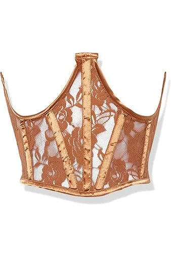 Quick Sale Lavish Caramel Sheer Lace Underwire Waist Cincher Corset