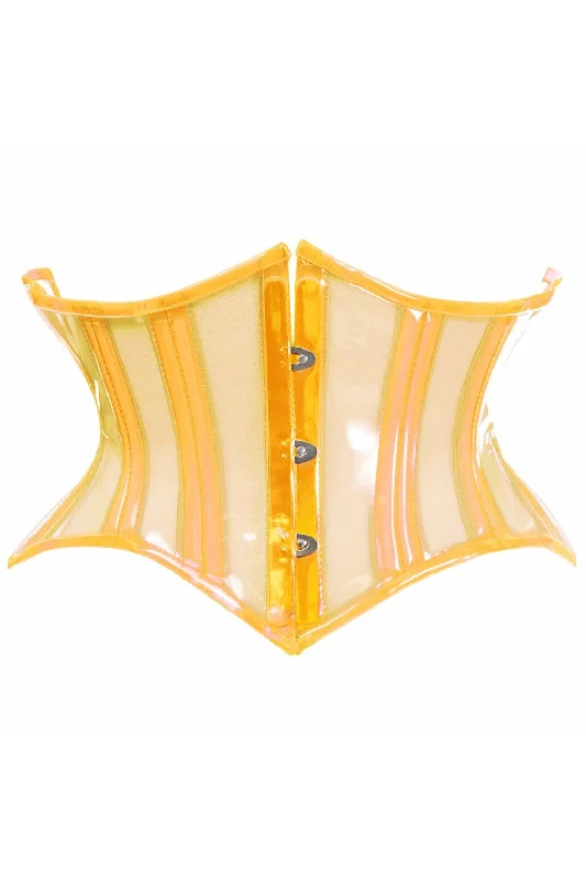 Steals and Deals Lavish Clear Yellow Curvy Cut Mini Cincher Corset