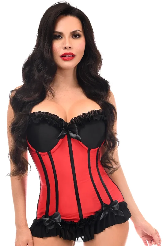 Unmissable Sale Lavish Red/Black Lycra Hook & Eye Stretch Bustier Corset