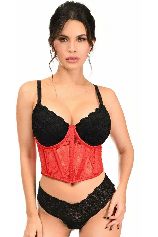 Weekend Shopping Made Better Lavish Red Sheer Lace Underwire Waist Cincher Corset