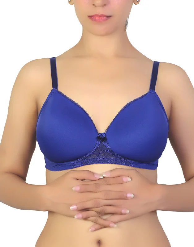 Exclusive Online Offer Losha Wireless Go To T-Shirt Bra With a Touch Of Lace-BLUE DEPTHS