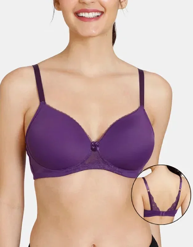 Price Rollback Losha Wireless Go To T-Shirt Bra With a Touch Of Lace-PARACHUTE PURPLE