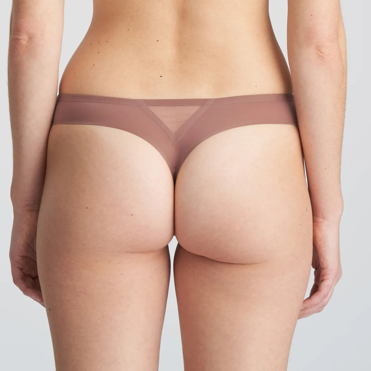 Value Deals Louie Thong In Satin Taupe - Marie Jo