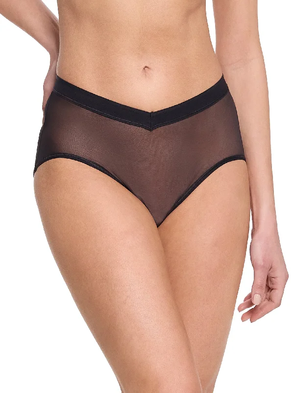 While Supplies Last Mesh High Cut French Brief Black