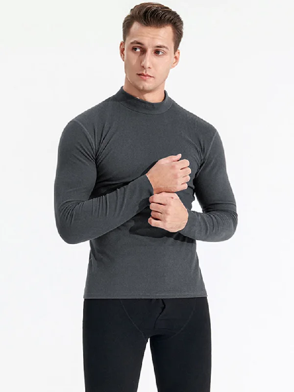 Weekend Bargains to Savor Mid-neck Men's Fleece Warm Bottoming Top T-shirt