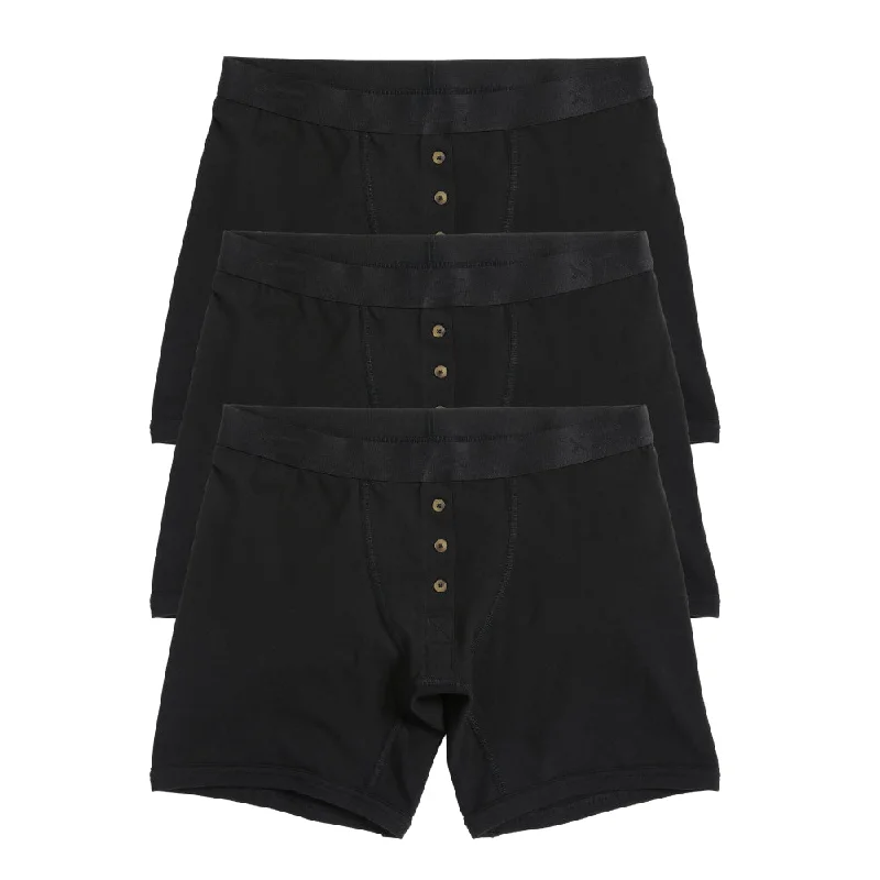 Crazy Savings 6" Fly Boxer Briefs 3-Pack - Cotton X= Black