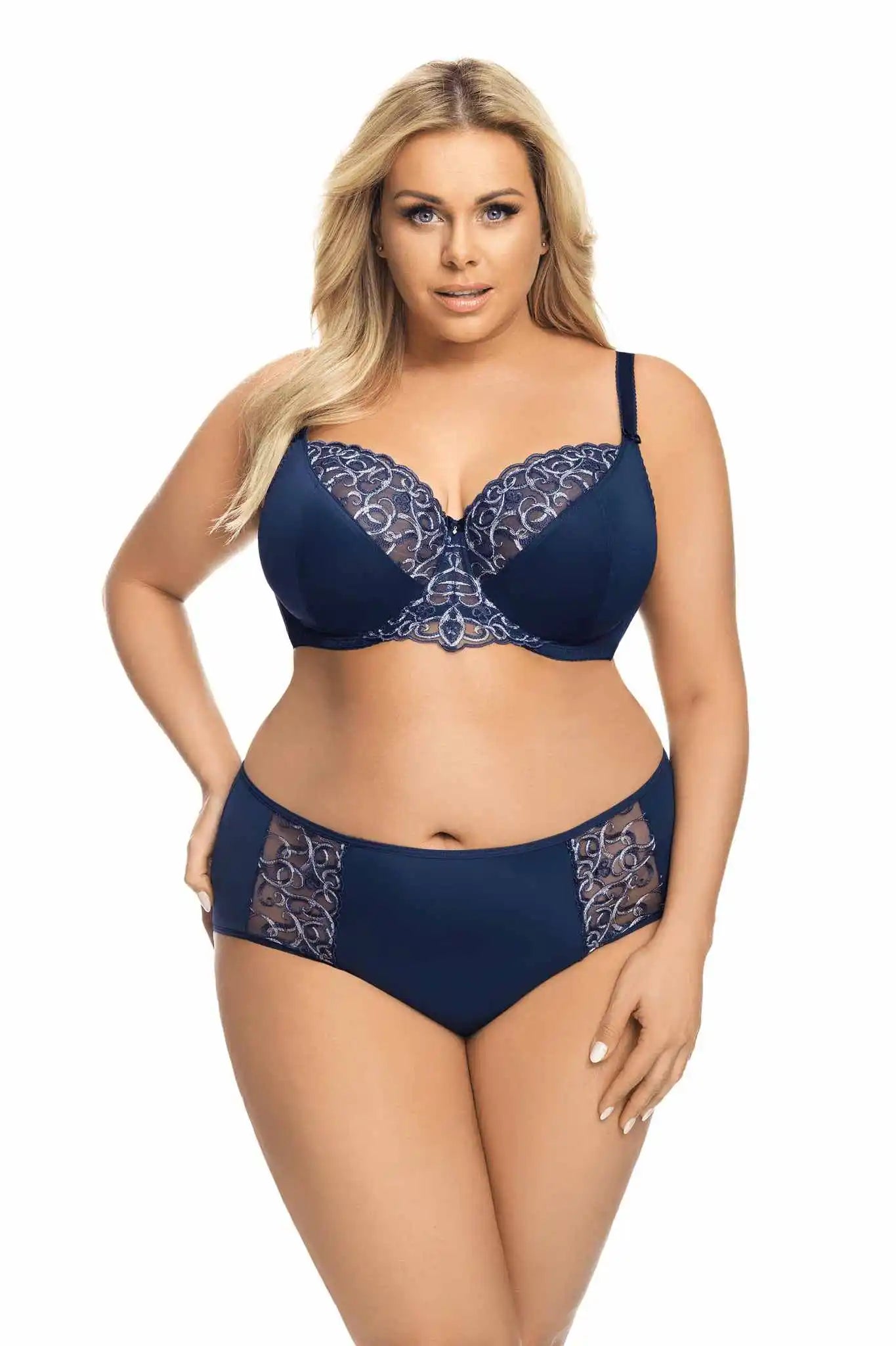 Weekend Specials to Cherish NAVY BLUE UNLINED LACE BRA MONIQUE UNDERWIRE SOFT