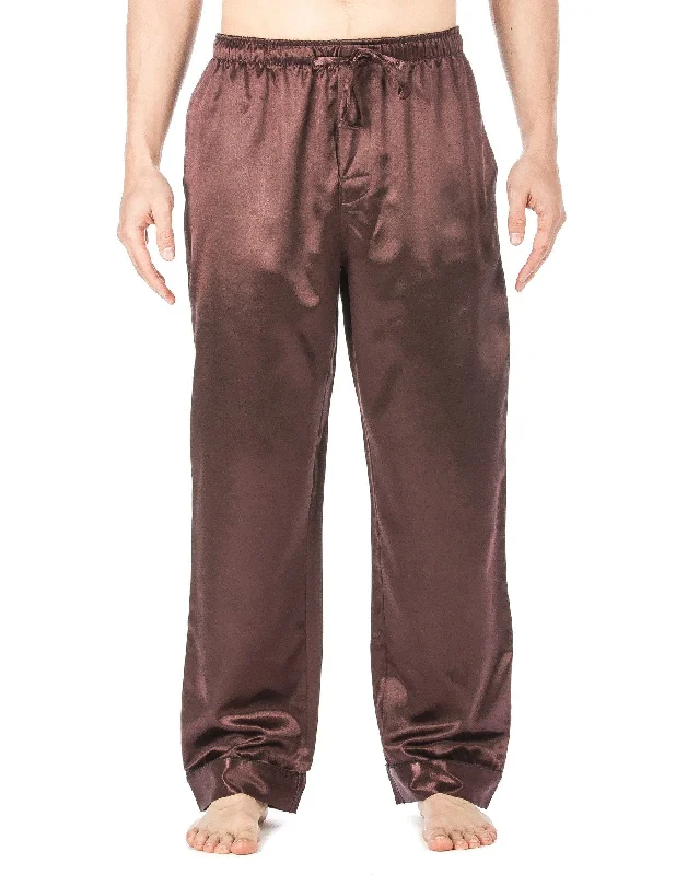 Men's Premium Satin Sleep/Lounge Pants - Solid Burgundy