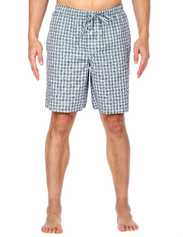 Men's Bamboo Sleep/Lounge Shorts - Plaid Black-White-Green