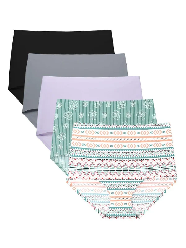 Doorbuster Deal Plus Size No Show High Waist Underwear Print 5 Pack