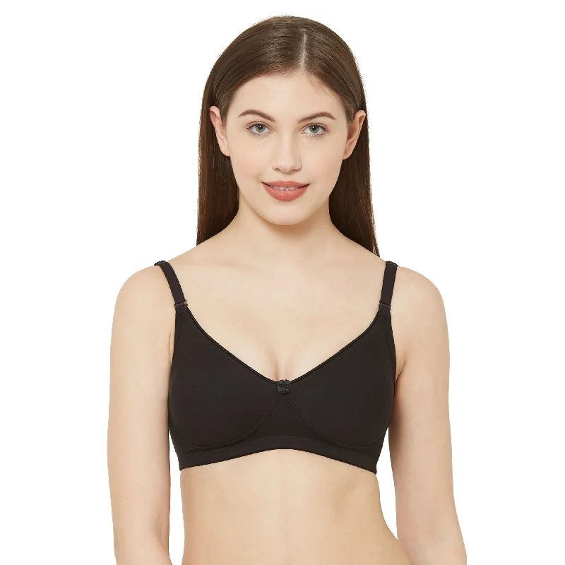 Bargain Prices Simran-Non Padded Non Wired Cotton Solid Bra  Black